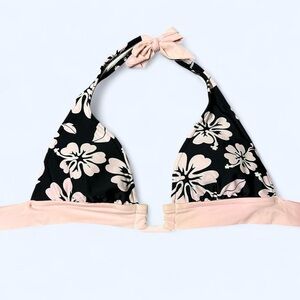 Black & Pink Floral Bikini Top!